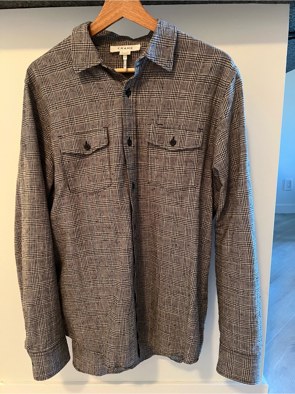 Frame Denim Men's Gray Plaid Button-Up Shirt